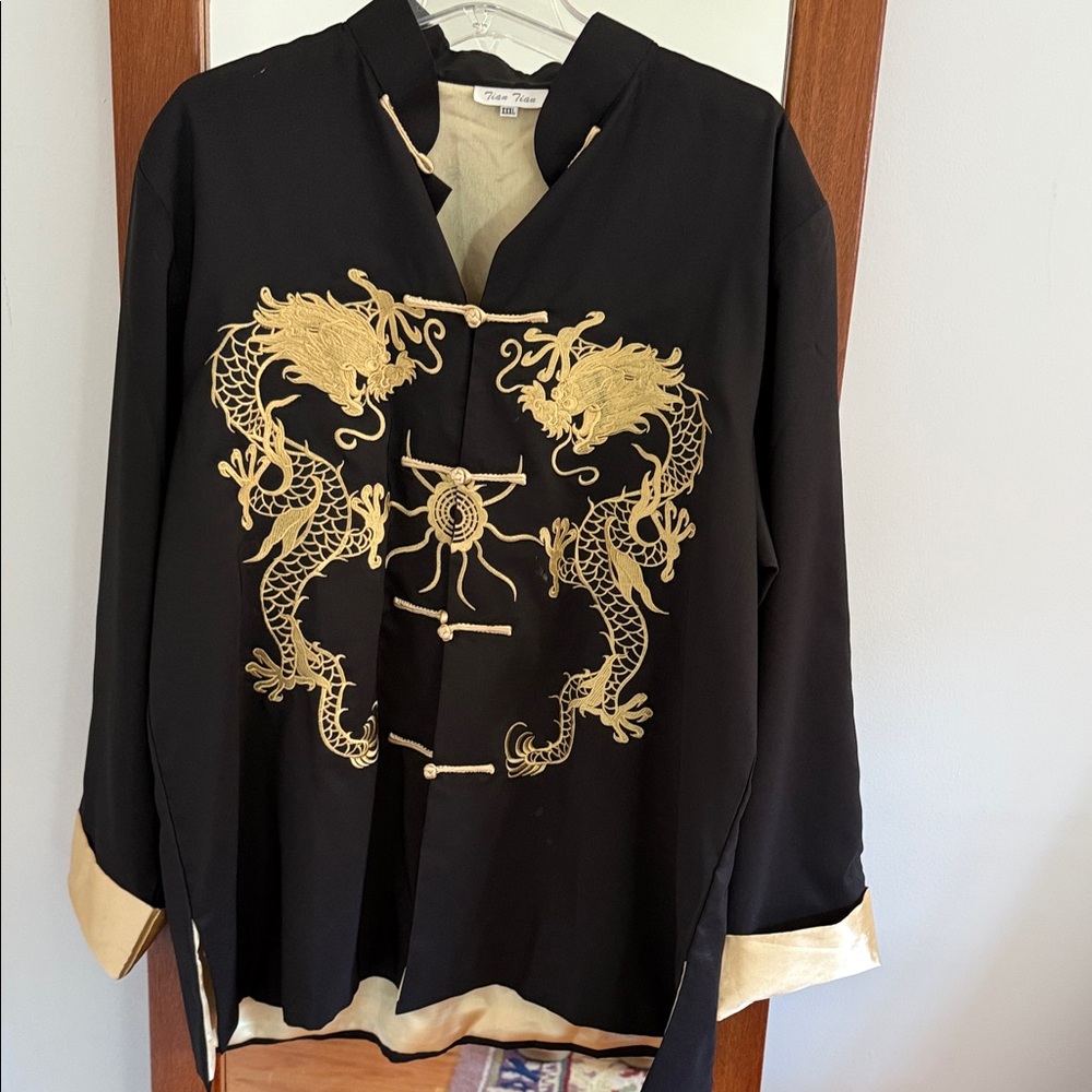 Black and Gold Dragon Embroidered Jacket
